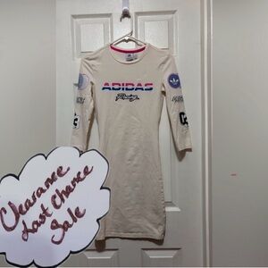 Adidas Racing Women’s Size 6 White 3/4 Sleeve T Shirt Mini Dress
